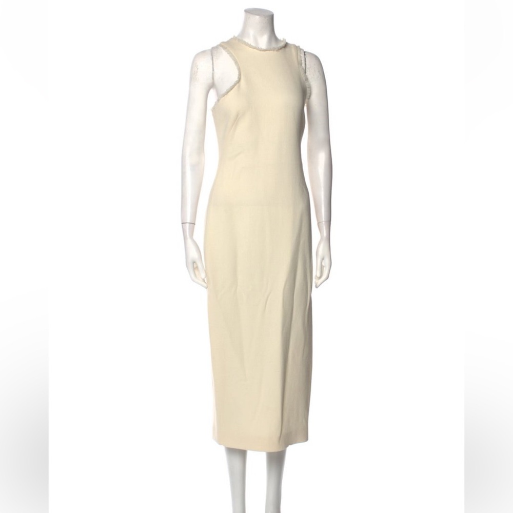 Brandon Maxwell Cream Sheath Midi Dress Sleeveless